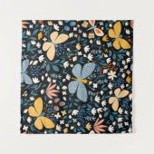 Bloemvlinders: Naadloos met de hand getekend. Wandkleed (Voorkant (horizontaal))