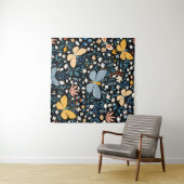 Bloemvlinders: Naadloos met de hand getekend. Wandkleed (In Situ (horizontaal))
