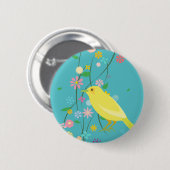 bloemvogel (blauw) ronde button 5,7 cm (Voorkant /achterkant)