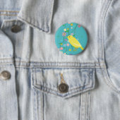 bloemvogel (blauw) ronde button 5,7 cm (In situ)