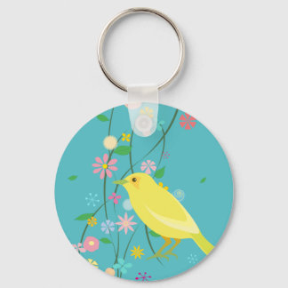 bloemvogel (blauw) sleutelhanger