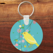 bloemvogel (blauw) sleutelhanger (Voorkant)
