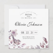 Bloemvogel bruids douche uitnodiging (Voorkant)