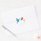 Bloemvogel en bloem van origami ronde sticker (Envelop)