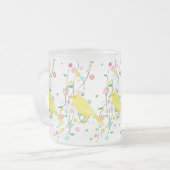bloemvogel (herhaal) matglas koffiemok (Voorkant links)