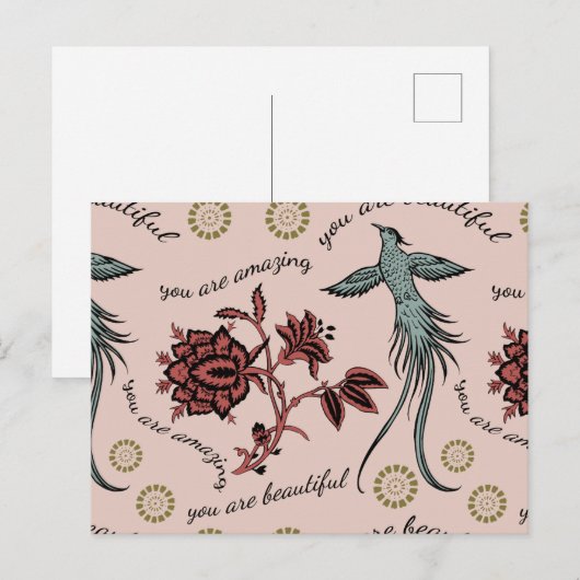 Bloemvogel Inspirerend patroon Briefkaart (Voorkant / Achterkant)