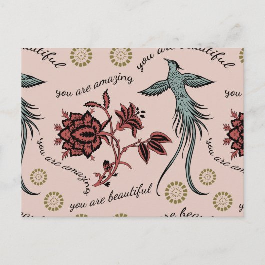 Bloemvogel Inspirerend patroon Briefkaart (Voorkant)