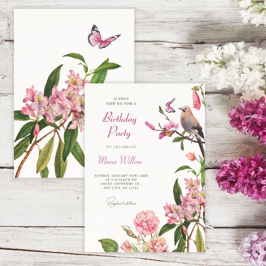 Bloemvogel kunst verjaardag kaart