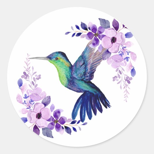 Bloemvogel Ronde Sticker (Voorkant)