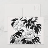 Bloemvogel zwart-wit Briefkaart (Voorkant / Achterkant)