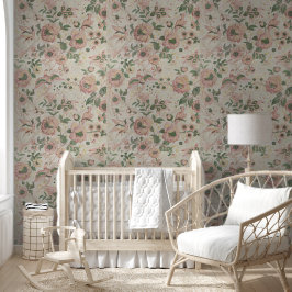  Bloemvogels in Zachte Pastels Behang