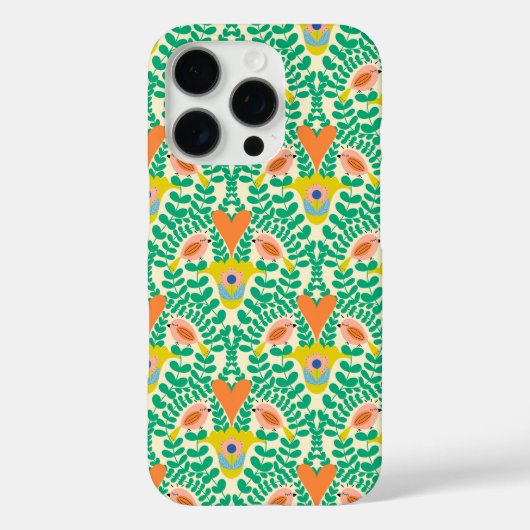 Bloemvogels met hartjes Case-Mate iPhone case (Achterkant)