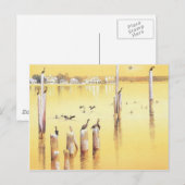 Bloemvogels met Waterverf "aalscholvers" Briefkaart (Voorkant / Achterkant)