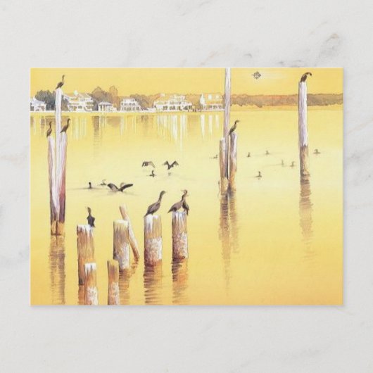Bloemvogels met Waterverf "aalscholvers" Briefkaart (Voorkant)