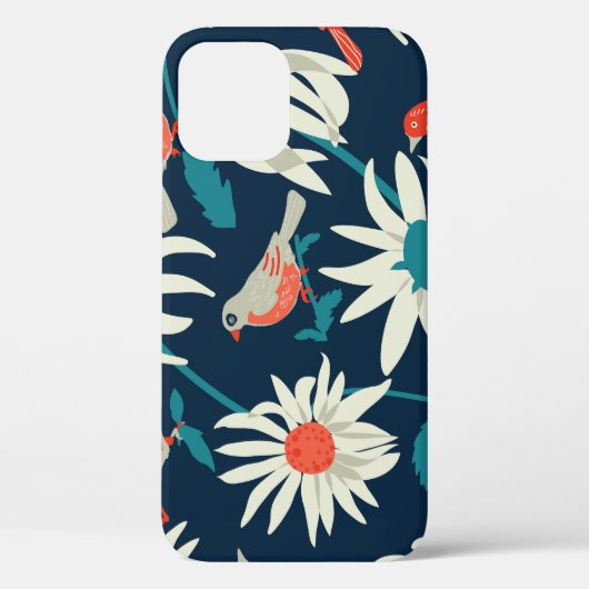 Bloemvogels:  naadloos design. Case-Mate iPhone case (Achterkant)