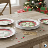 Bloemvorm op een donkerrood met rand & bladeren papieren bordje