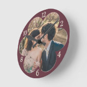 Bloemvormig Easy Custom Fotosjabloon Bourgondië Ronde Klok (Hoek)