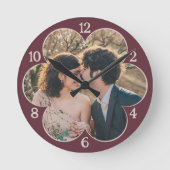 Bloemvormig Easy Custom Fotosjabloon Bourgondië Ronde Klok (Voorkant)