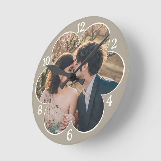 Bloemvormig Easy Custom Photo Template Taupe Ronde Klok (Hoek)
