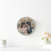 Bloemvormig Easy Custom Photo Template Taupe Ronde Klok (Huis)