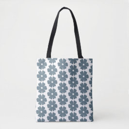 Bloemvormige geruite blauwe grijze tas