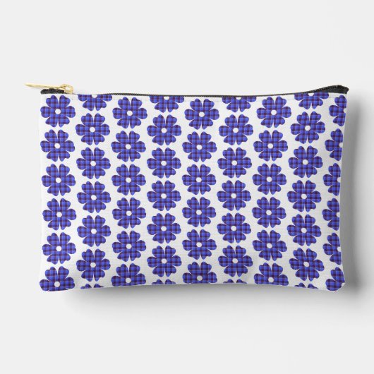 Bloemvormige geruite blauwe korenbloem etui (Voorkant)