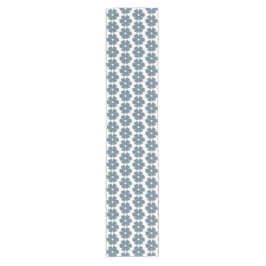 Bloemvormige geruite blauwgrijze tafelloper