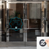 Bloemvormige QR-code Welkom Openingsuren Deur Raamsticker (Kantoordeur)