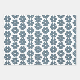 Bloemvormige ruit blauwgrijs inpakpapier vel