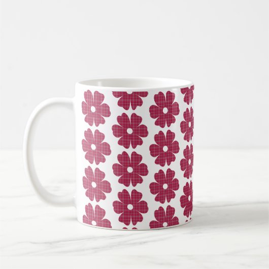 Bloemvormige ruit rode roze koffiemok (Links)