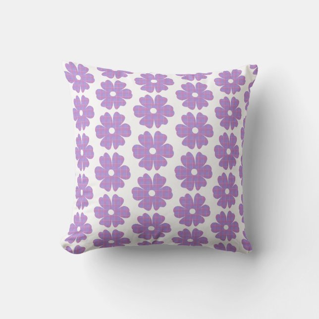 Bloemvormige ruit roze paars kussen (Voorkant)