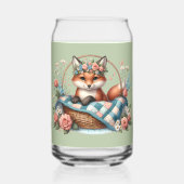 Bloemvos in mandje met Quilt & Flowers Blikvorm Glas (Voorkant)