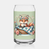 Bloemvos in mandje met Quilt & Flowers Blikvorm Glas (Achterkant)