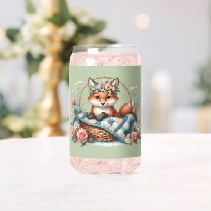 Bloemvos in mandje met Quilt & Flowers Blikvorm Glas