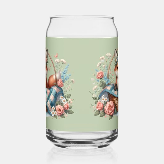 Bloemvos in mandje met Quilt & Flowers Blikvorm Glas (Rechts)