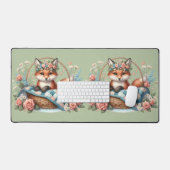 Bloemvos in mandje met Quilt & Flowers Bureaumat (Keyboard & Muis)