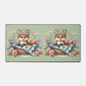 Bloemvos in mandje met Quilt & Flowers Bureaumat (Voorkant)