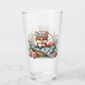 Bloemvos in mandje met Quilt & Flowers Glas (Achterkant)