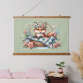 Bloemvos in mandje met Quilt & Flowers Hangend Wandkleed (Slaapkamer)