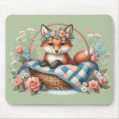 Bloemvos in mandje met Quilt & Flowers Muismat (Voorkant)
