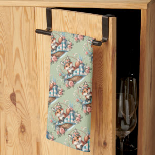 Bloemvos in mandje met Quilt & Flowers Theedoek