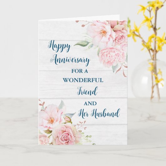 Bloemvriend en haar man Jubileum Kaart (Gele Bloem)