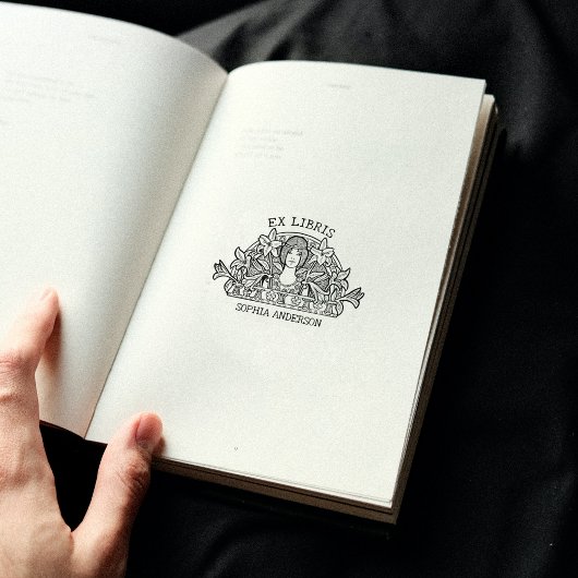  Bloemvrouw Bibliotheek Boek Ex Libris Rubberstempel