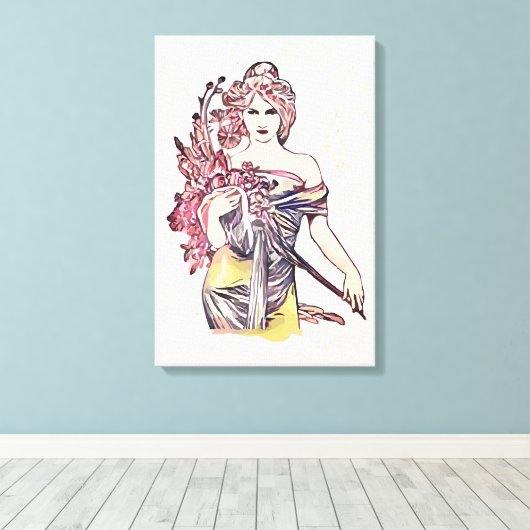 Bloemvrouw Canvas Afdruk (Insitu (Houten vloer))