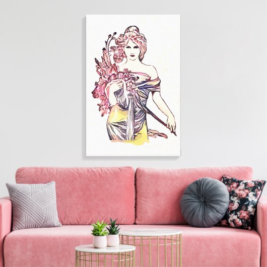 Bloemvrouw Canvas Afdruk (Insitu (Woonkamer))