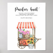Bloemwagen baby shower - fopspeen jacht spel poster (Voorkant)