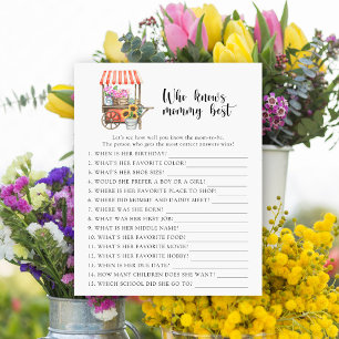 Bloemwagen baby shower - Wie kent mama het beste