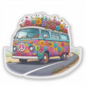 Bloemwagen op een Schilderachtig Drive Sticker (Voorkant)