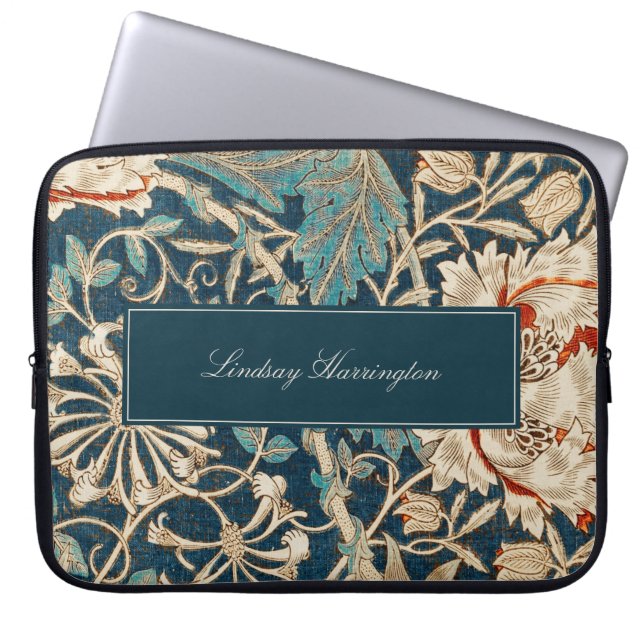  bloemwandtapijt William Morris Monogram Laptop Sleeve (Voorkant)