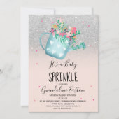 Bloemwater kan zilveren baby strooien douche kaart (Voorkant)